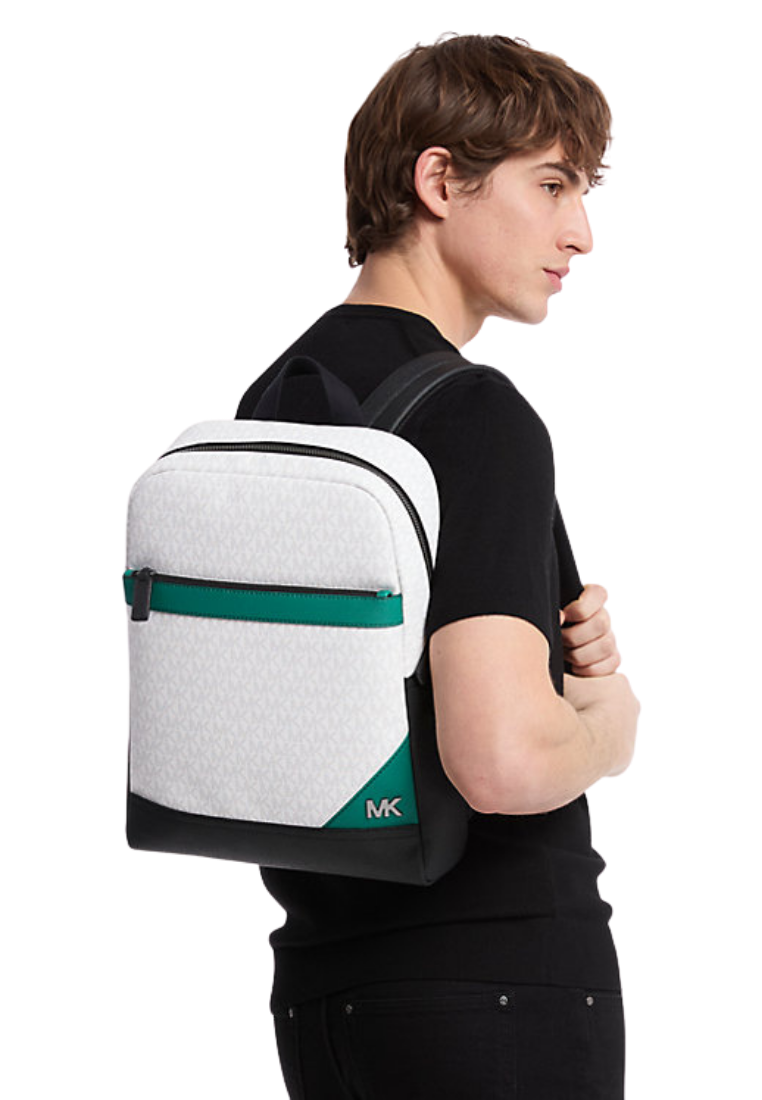 ( PREORDER ) Michael Kors Cooper Medium Color-Block Signature Backpack In Grass Green 37T5LLAB7B
