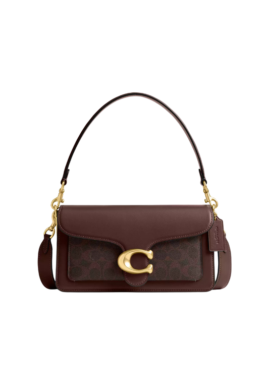 ( PREORDER ) Coach Tabby 26 In Signature Canvas Shoulder Bag In Brass Maple CI032