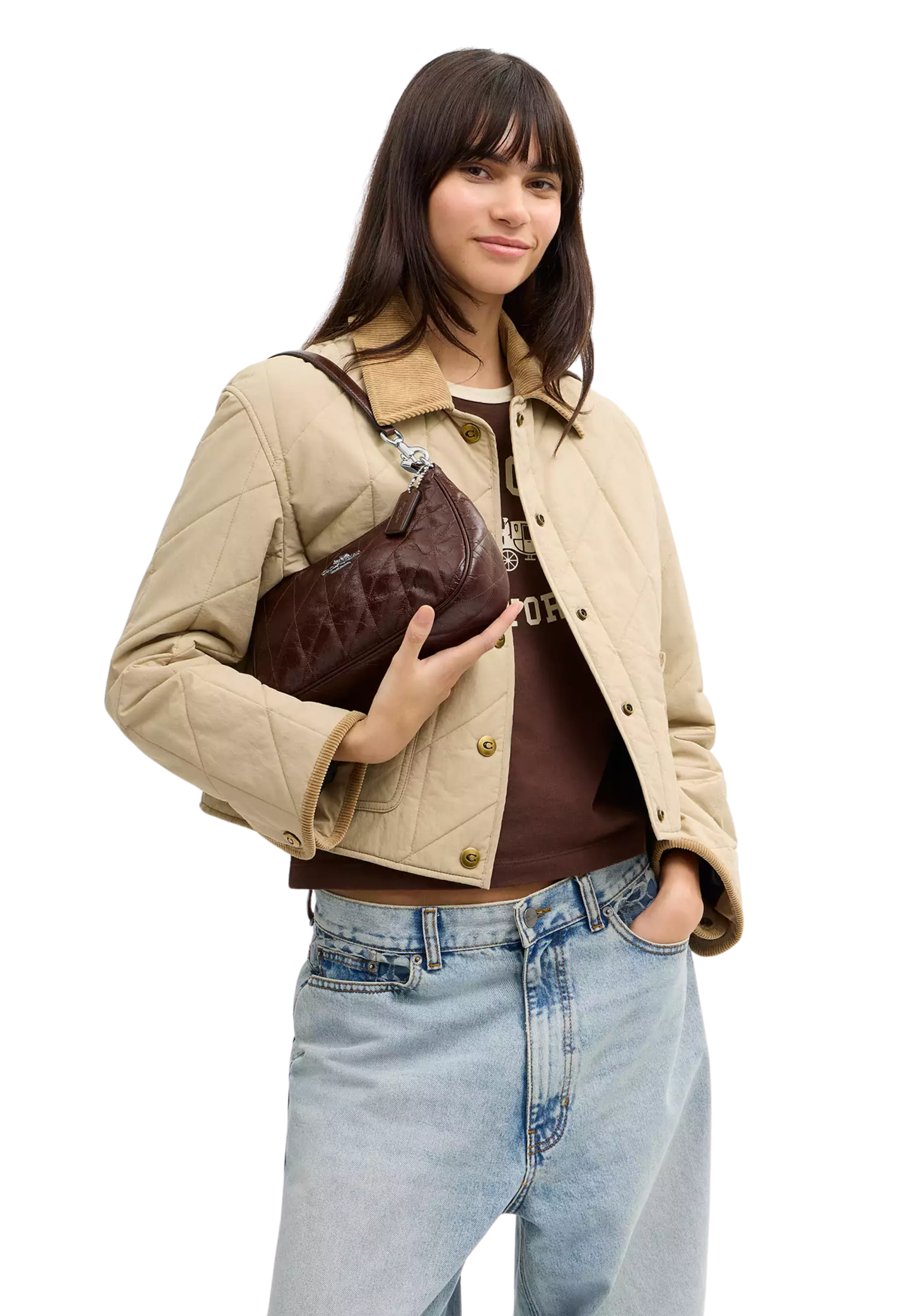 ( PREORDER ) Coach Teri With Quilting Shoulder Bag In Maple CDY83