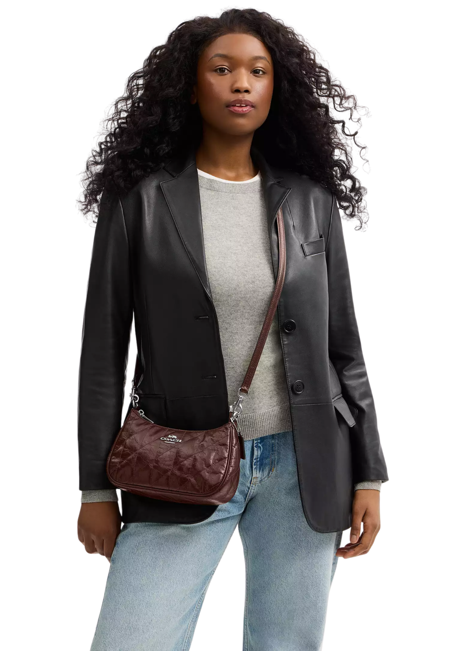 ( PREORDER ) Coach Teri With Quilting Shoulder Bag In Maple CDY83