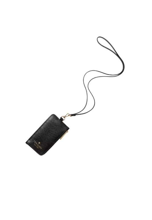( PREORDER ) Kate Spade Madison Card Case Lanyard In Black KC573