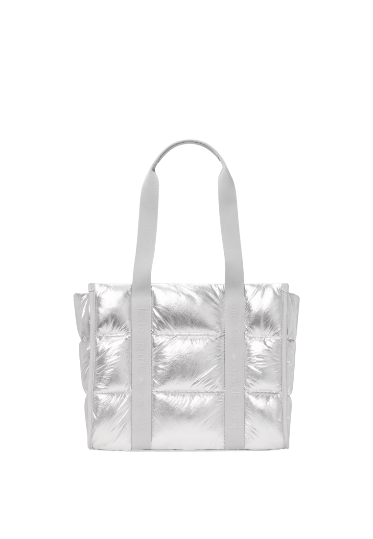 ( PREORDER ) Kate Spade Kip Puffy Large Tote Bag In Silver K0055