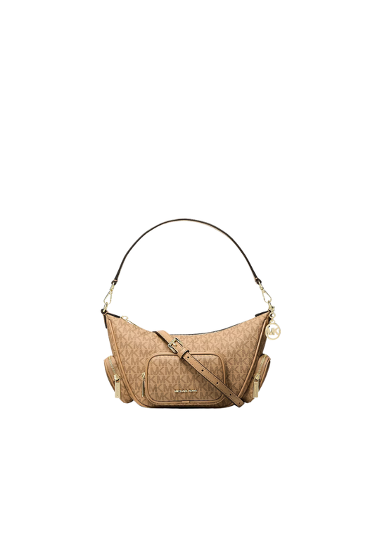 Michael Kors Merritt Small Shoulder Bag Signature Logo Convertible In Camel 35S6G0WC1V