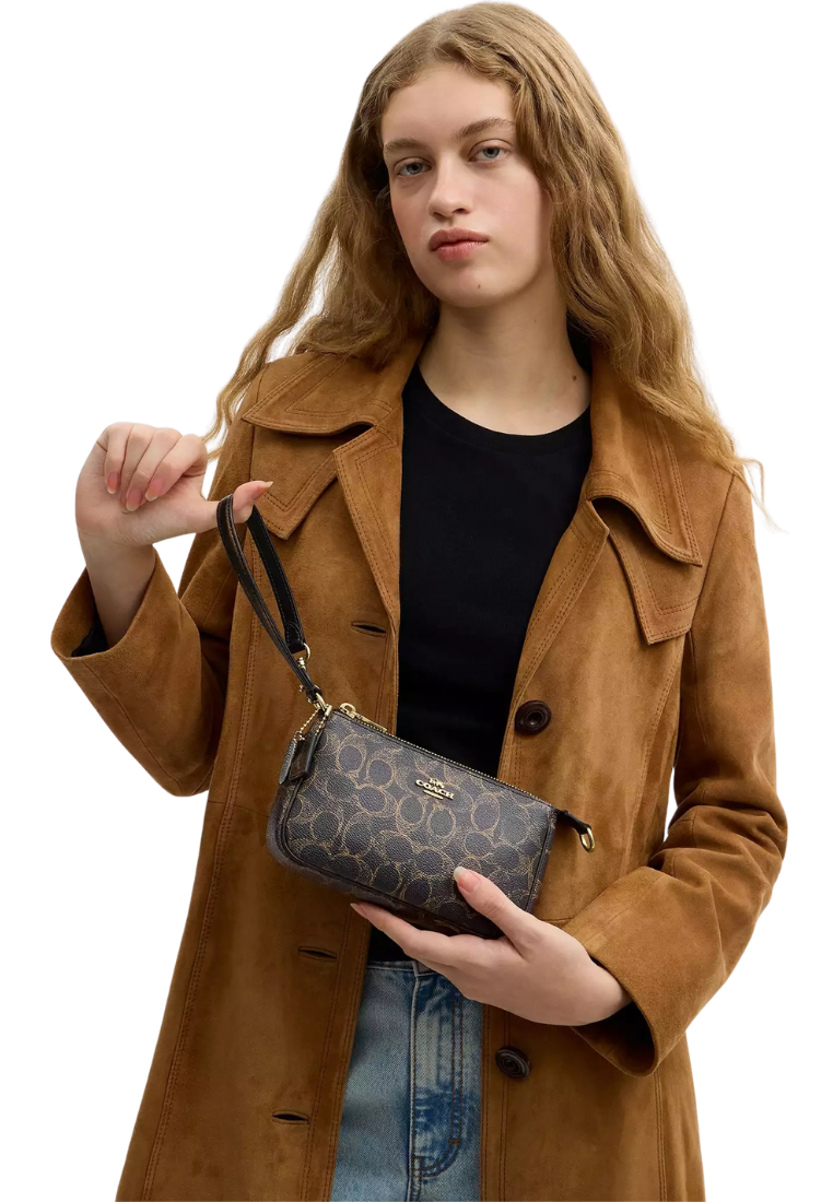 ( PREORDER ) Coach Nolita 19 In Loved Signature Canvas With Charms Shoulder Bag In Gold Brown CDW32