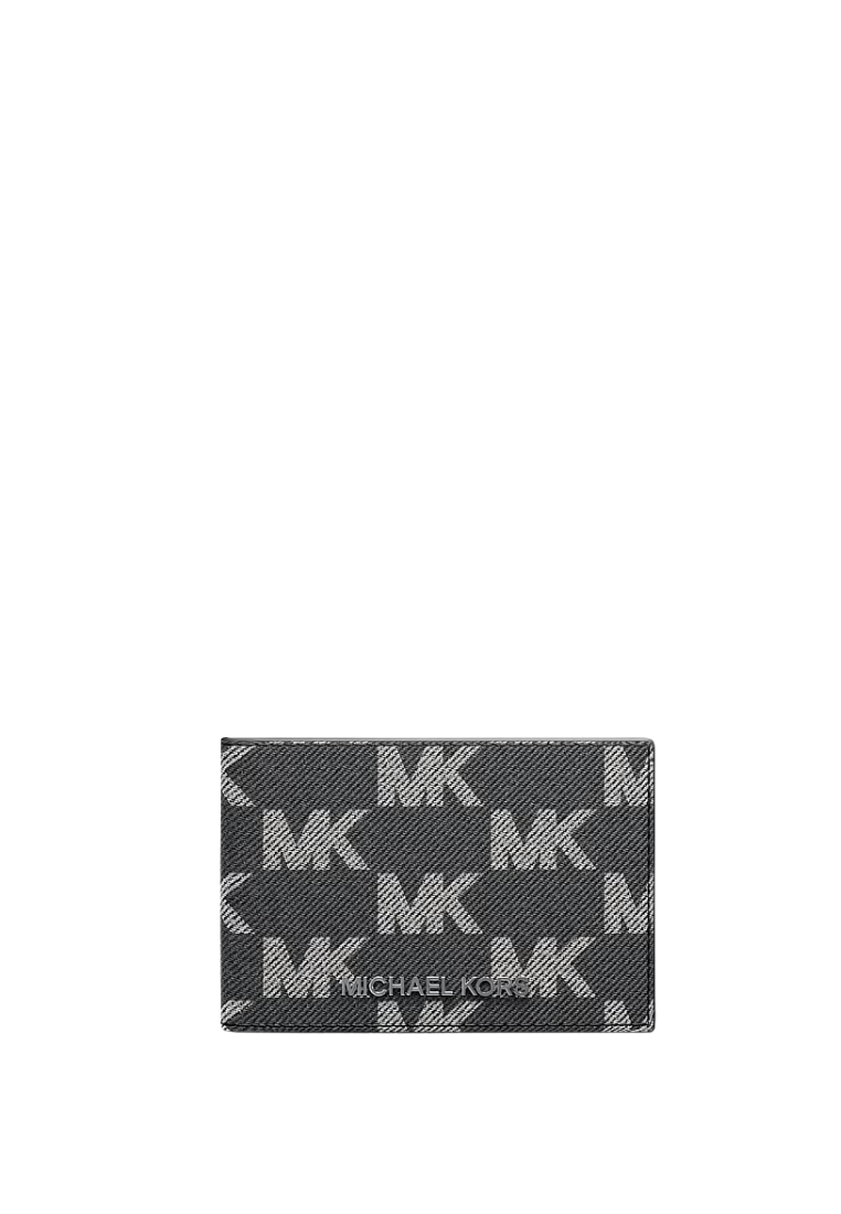 ( PREORDER ) Michael Kors Cooper Medium Logo Jacquard Denim Wallet In Black Wash 36S6LCOE6C