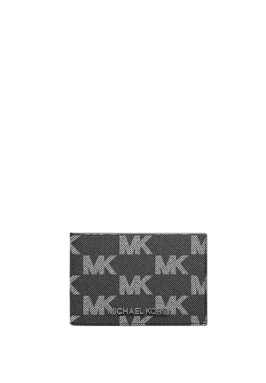 ( PREORDER ) Michael Kors Cooper Medium Logo Jacquard Denim Wallet In Black Wash 36S6LCOE6C