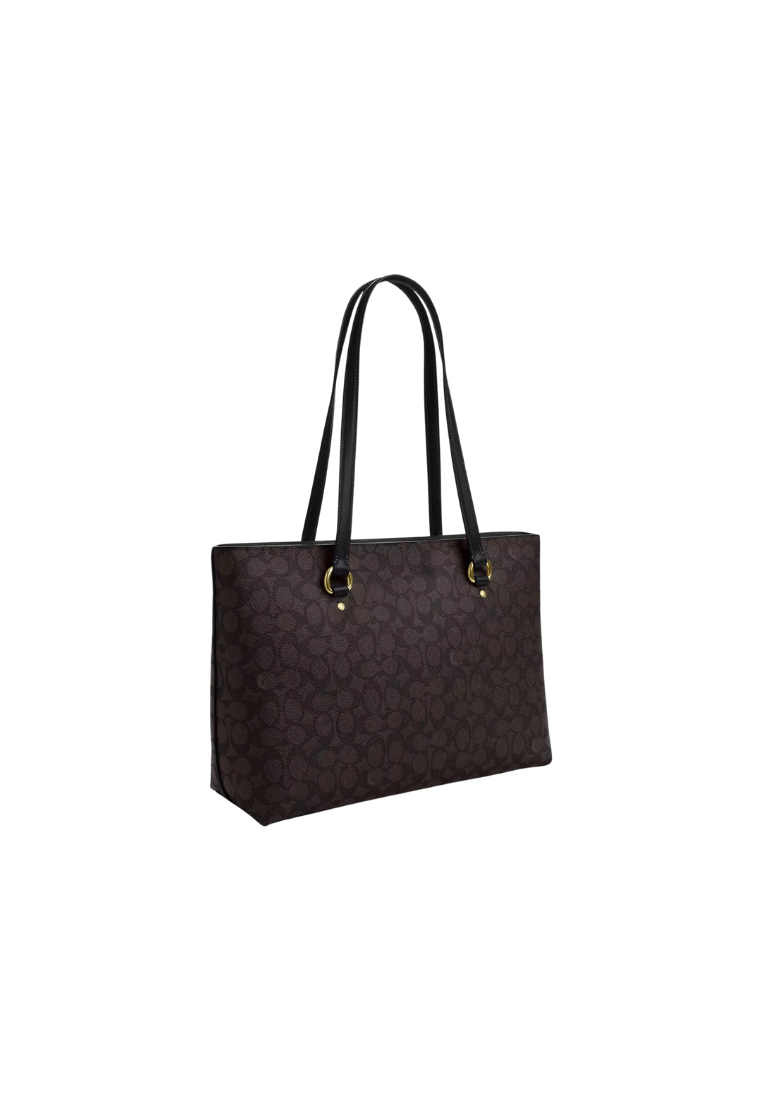 ( PREORDER ) Coach Station In Signature Canvas Tote Bag In Walnut Black CCD69