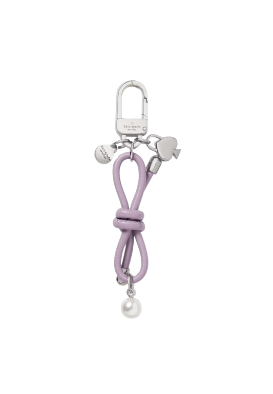 ( PREORDER ) Kate Spade Bow Faux Pearl Bag Charm In Wisteria KM719
