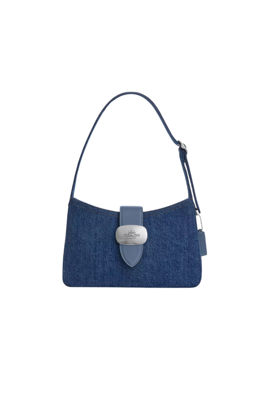 ( PREORDER ) Coach Eliza In Signature Denim Shoulder Bag In Denim Silver CAK45