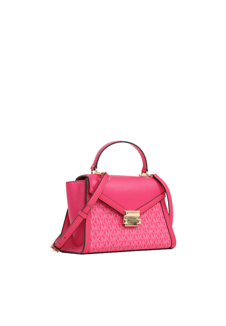 Michael Kors Whitney Medium Logo Satchel Bag In Electric Pink 35R4GWHS2V