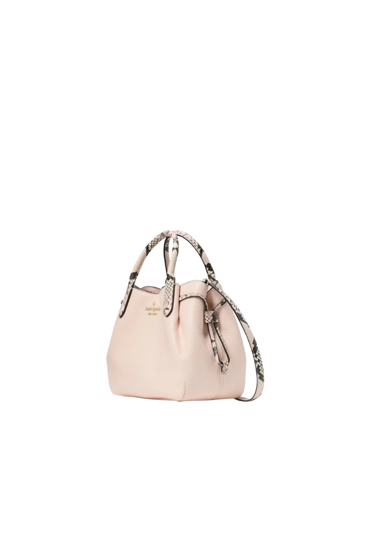 Kate Spade Dumpling Satchel Bag Pebble and Snake Embossed Small In Shimmer Pink KK095