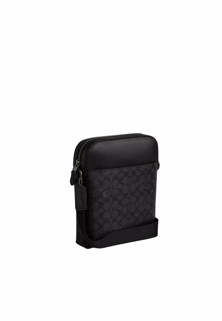 ( PREORDER ) Coach Houston In Signature Canvas Flight Bag In Charcoal Black CZ398