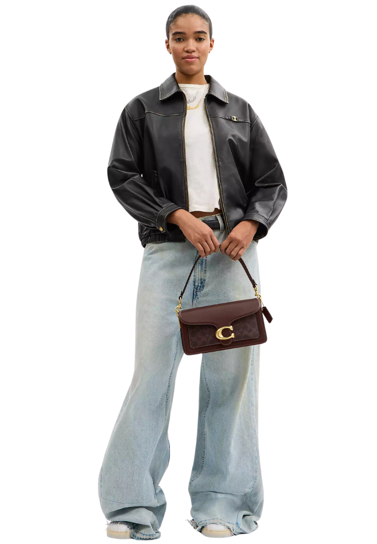 ( PREORDER ) Coach Tabby 26 In Signature Canvas Shoulder Bag In Brass Maple CI032