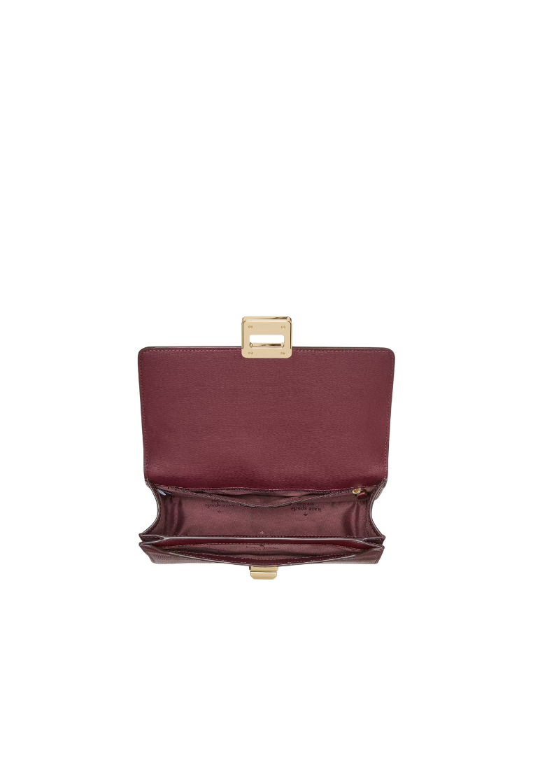 ( PREORDER ) Kate Spade Spade Flower Embroidered Flap Shoulder Bag In Dark Merlot KM153