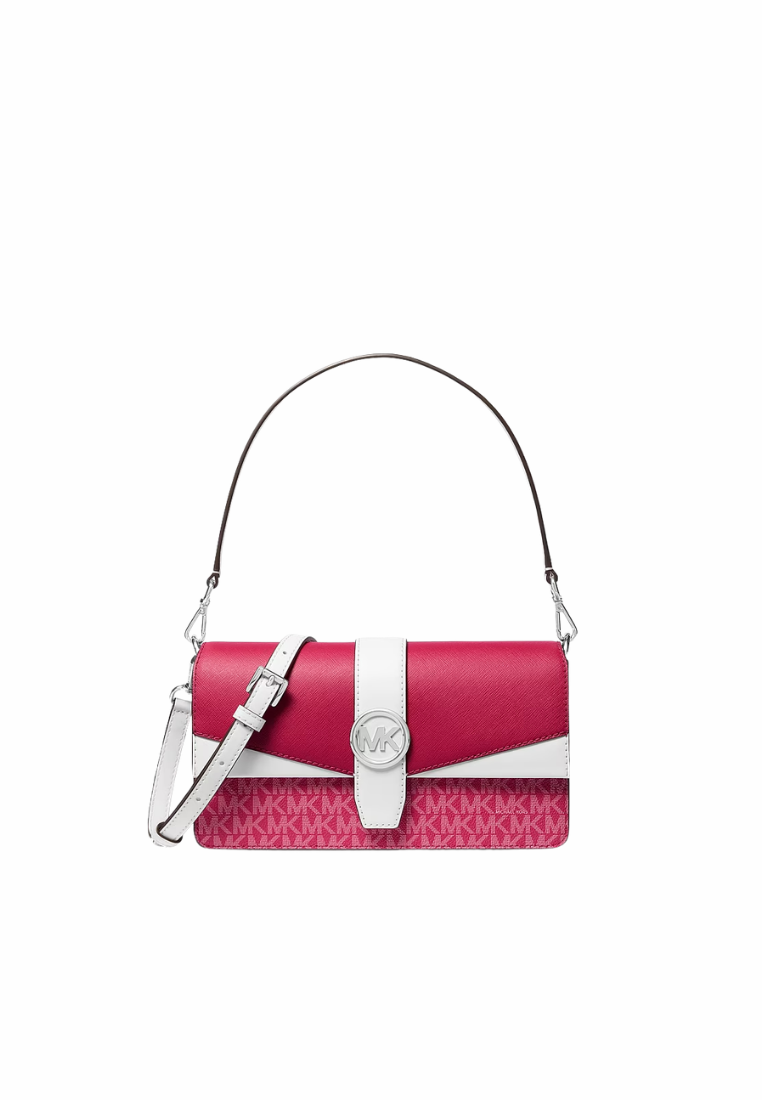 ( PREORDER ) Michael Kors Greenwich Medium Signature Logo Convertible Shoulder bag In Dark Raspberry Multi 35T5SGRL2B