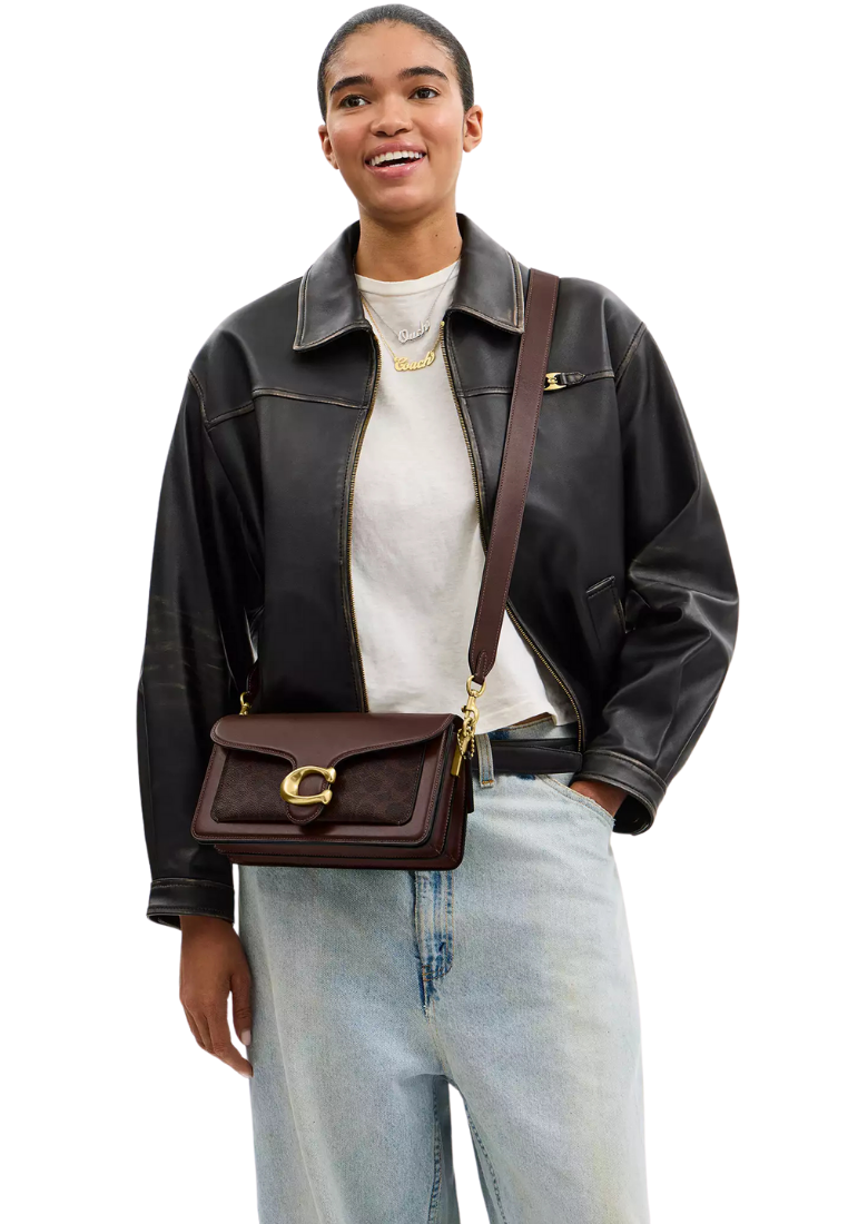 ( PREORDER ) Coach Tabby 26 In Signature Canvas Shoulder Bag In Brass Maple CI032