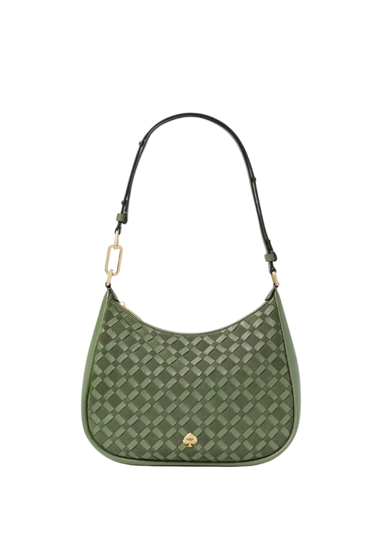 ( PREORDER ) Kate Spade Kayla Woven Leather Large Shoulder Bag In Cedar Stand KM150