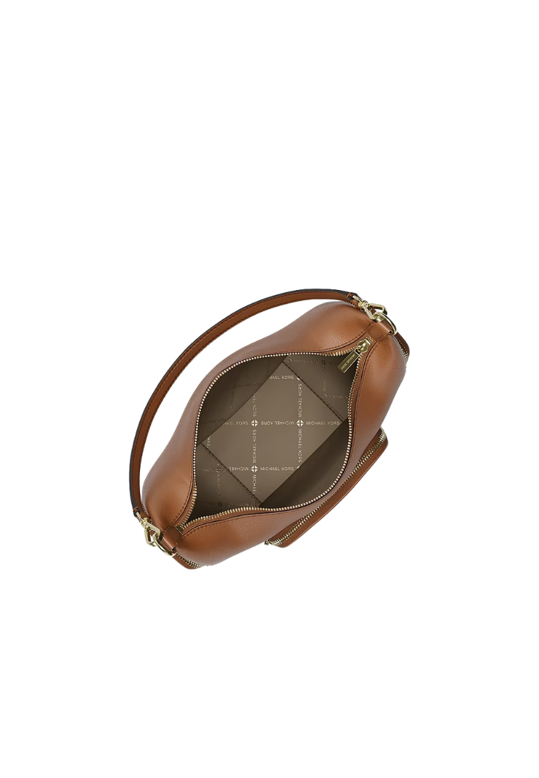 Michael Kors Merritt Medium Shoulder Bag Pebbled Leather Convertible In Luggage 35R6G0WS8L