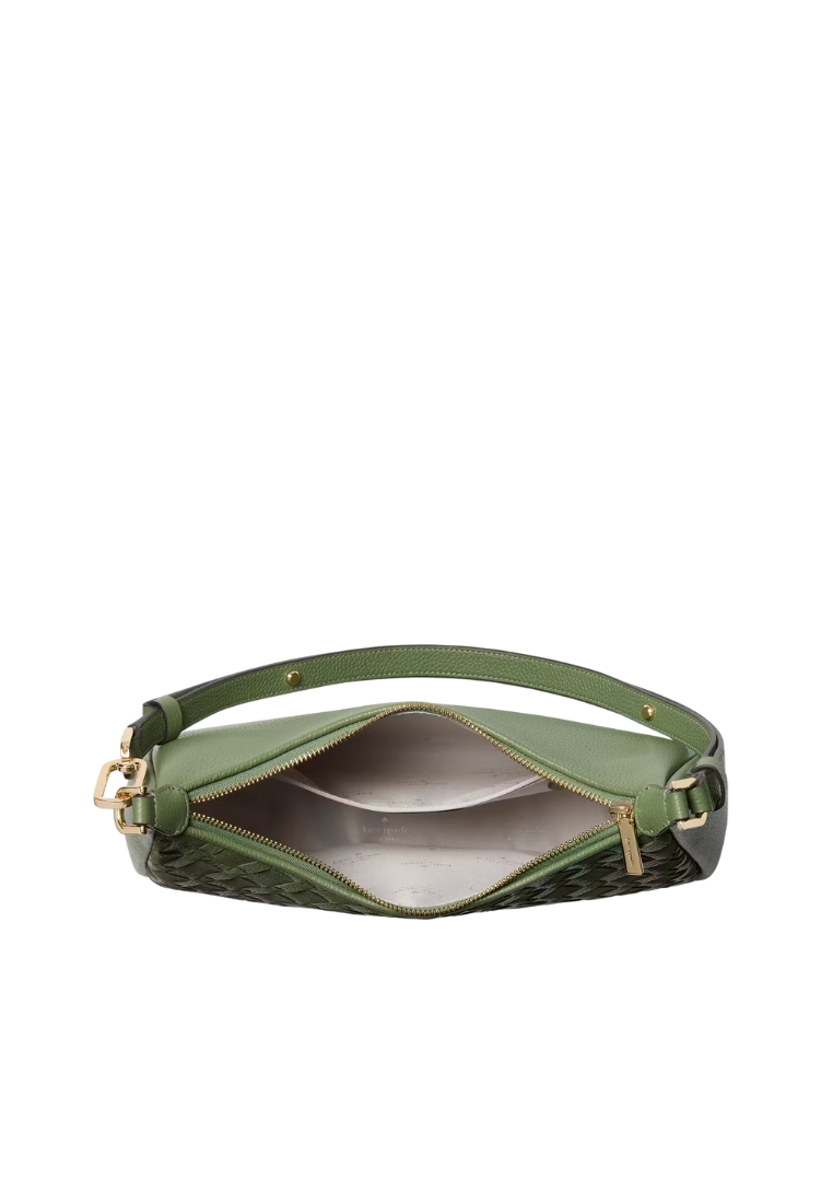 ( PREORDER ) Kate Spade Kayla Woven Leather Large Shoulder Bag In Cedar Stand KM150