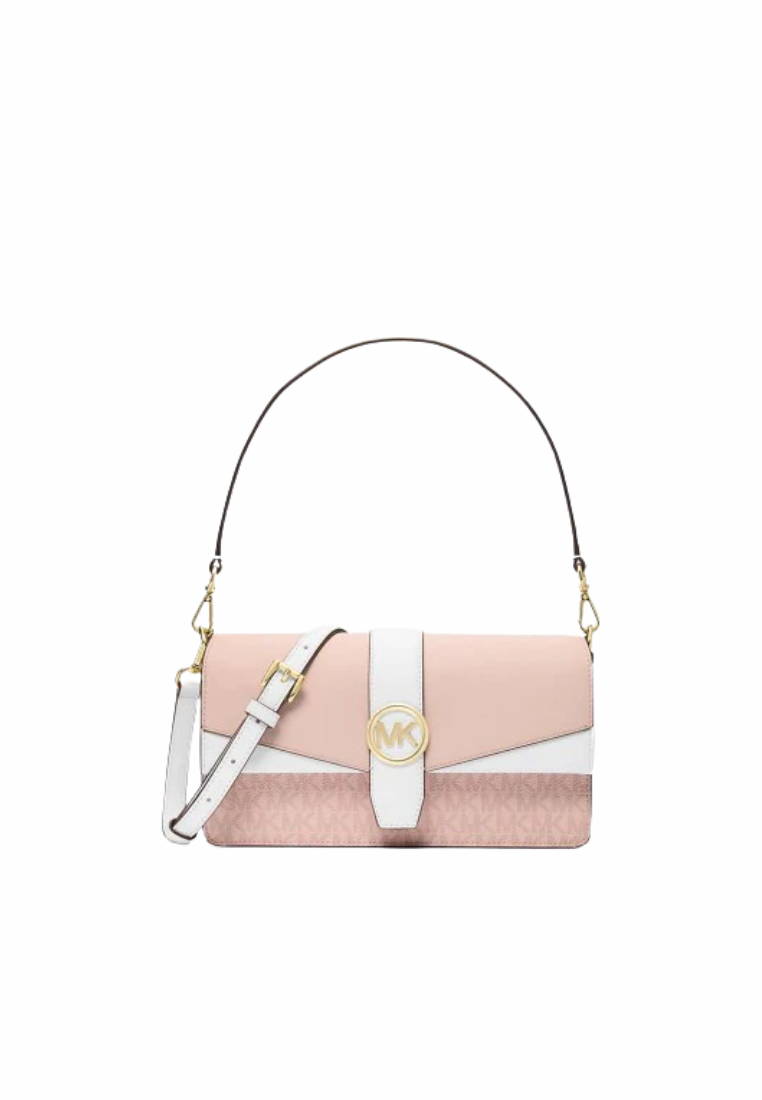( PREORDER ) Michael Kors Greenwich Medium Signature Logo Convertible Crossbody bag In Powder Blush Multi 35F5GGRL2B