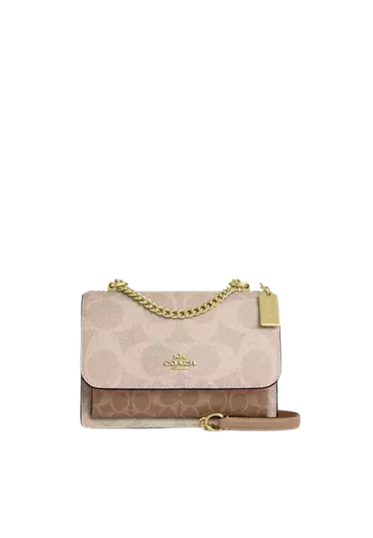 ( PREORDER ) Coach Klare In Blocked Signature Canvas Crossbody Bag In Gold Sand Tan CY678