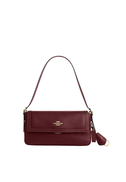 ( PREORDER ) Coach Etta Small Flap Shoulder Bag In Maroon CCV63
