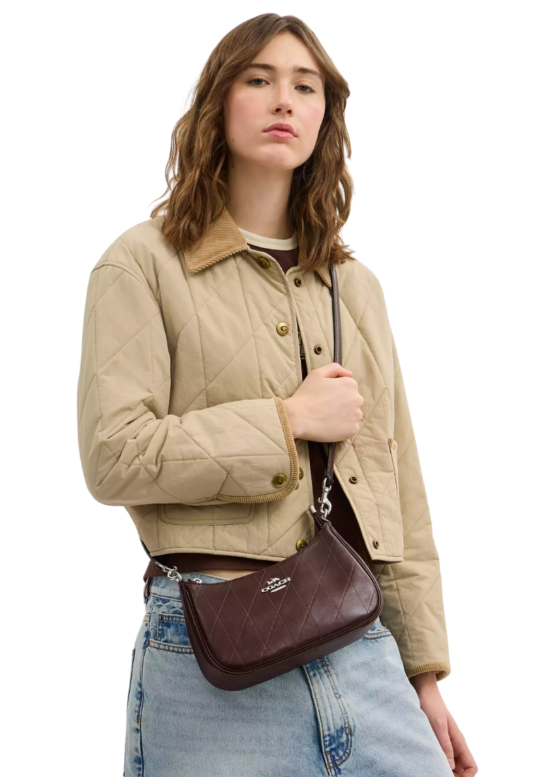 ( PREORDER ) Coach Teri With Quilting Shoulder Bag In Silver CDP32