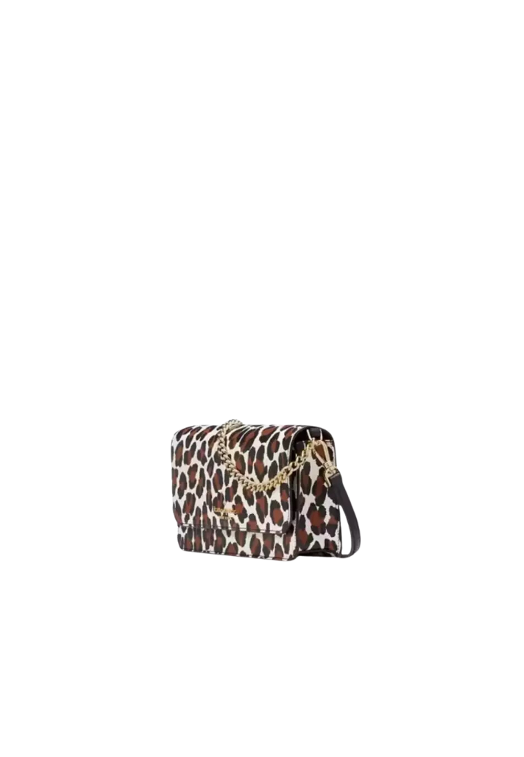 Kate Spade Madison Spotted Leopard Crossbody Bag Small Flap In Cream Multi KH778