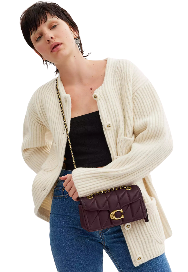 ( PREORDER ) Coach Tabby 20 With Pillow Quilting Shoulder Bag In Black Currant CP149