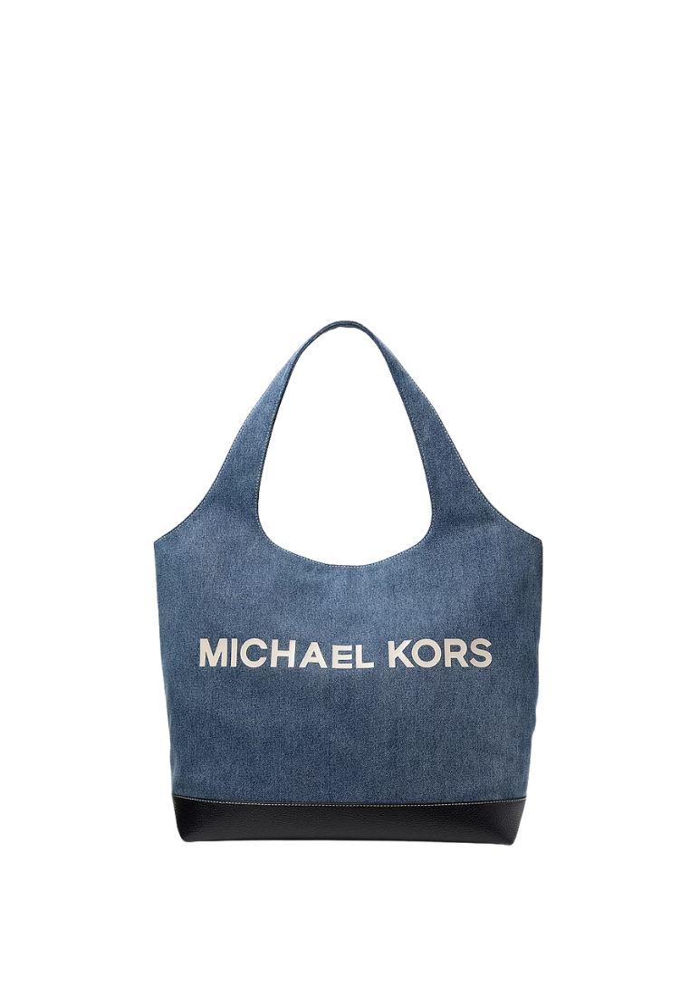( PREORDER ) Michael Kors Cooper Medium Denim Tote Bag In Dark Violet Bluwsh 37S6LCOT7C