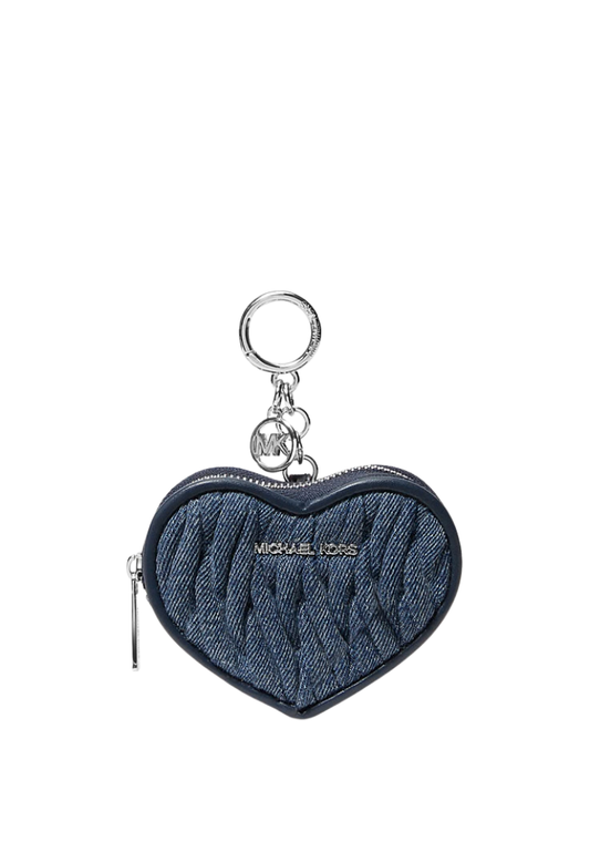 ( PREORDER ) Michael Kors Jet Set Travel MatelassÃ© Denim Heart Coin Pouch In Denim 35S6STVK1C