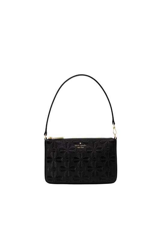 ( PREORDER ) Kate Spade Spade Flower Embroidered Convertible Wristlet In Black KL898