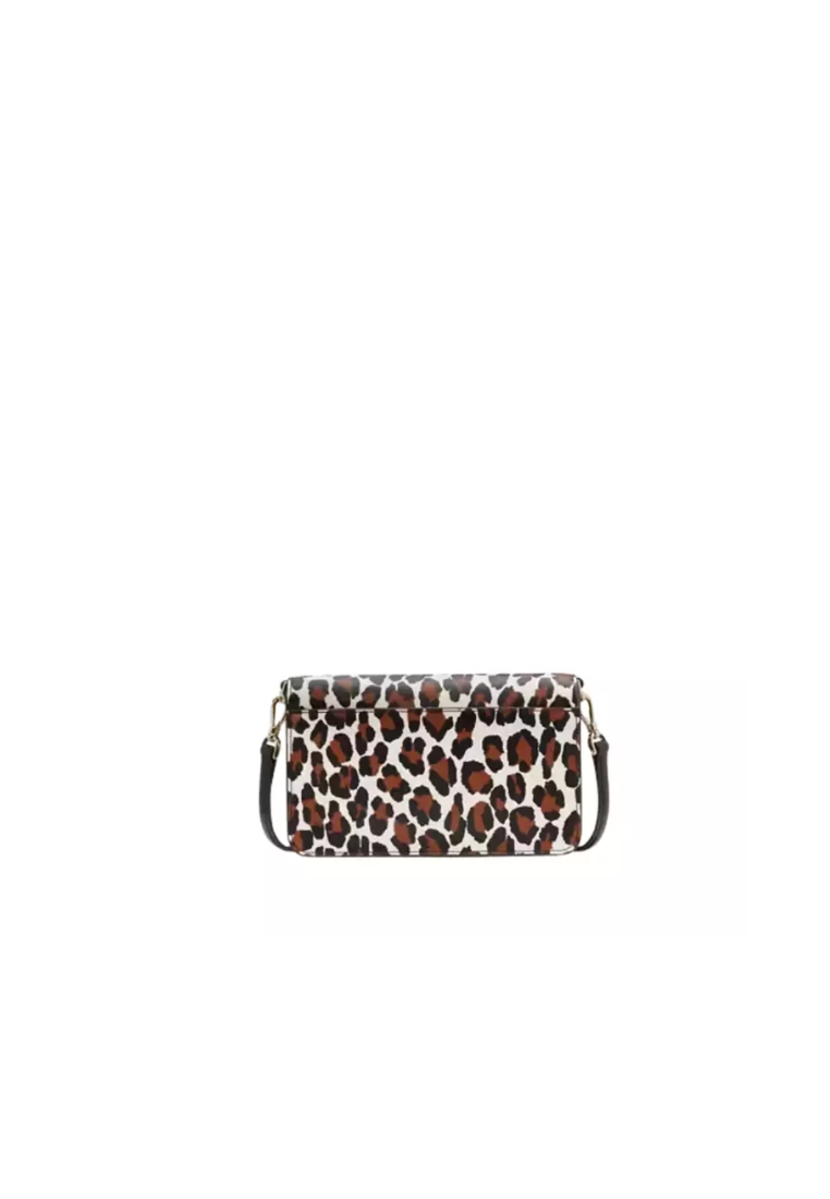 Kate Spade Madison Spotted Leopard Crossbody Bag Small Flap In Cream Multi KH778