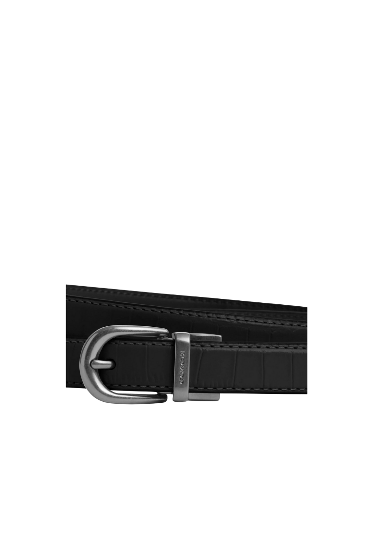 ( PREORDER ) Coach Classic Buckle Cut-To-Size Reversible 18 Mm Belt In Silver Black CR914