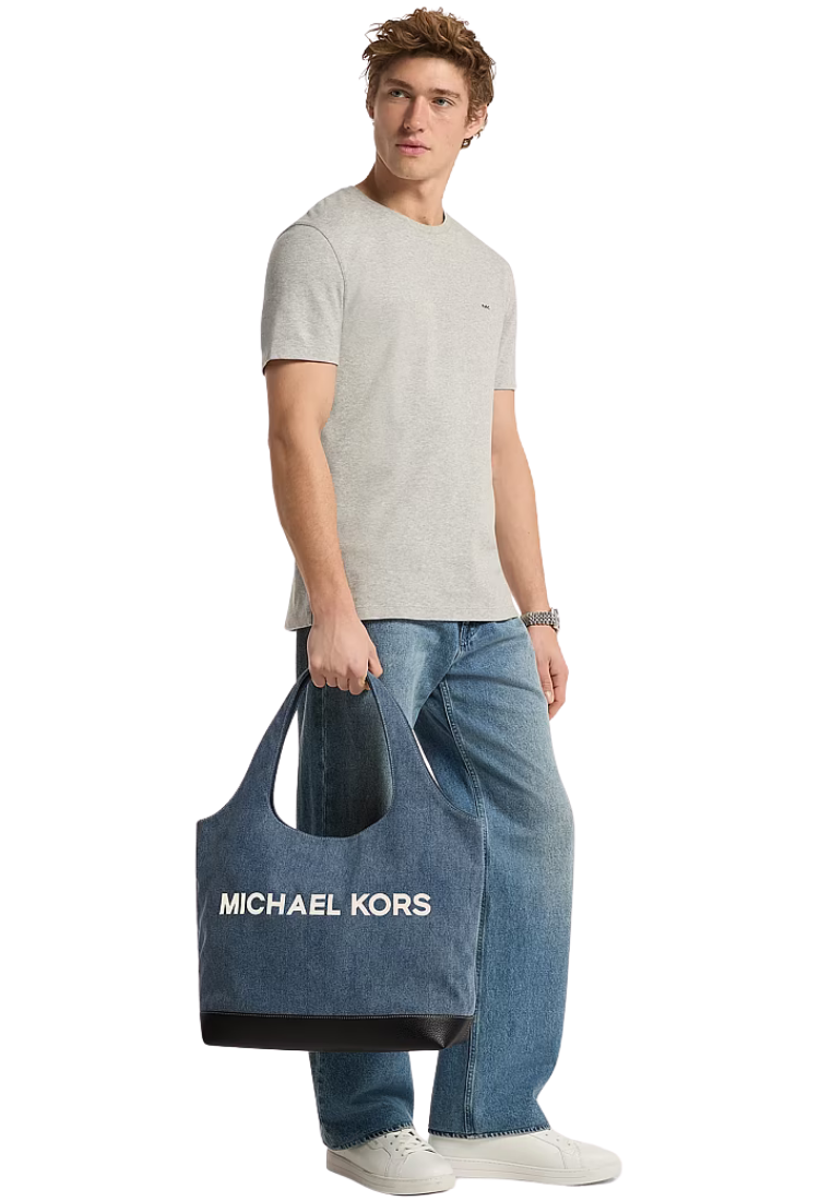 ( PREORDER ) Michael Kors Cooper Medium Denim Tote Bag In Dark Violet Bluwsh 37S6LCOT7C