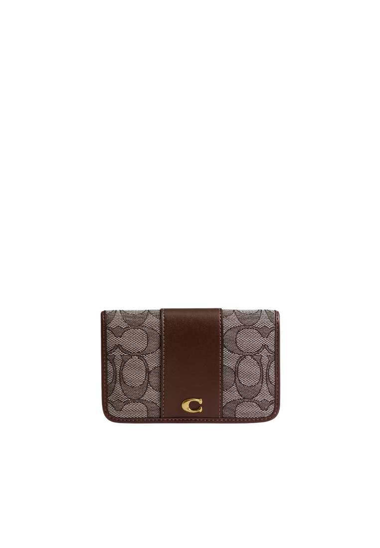 ( PREORDER ) Coach Essential Slim In Signature Jacquard Card Case In Oak Maple CCD18