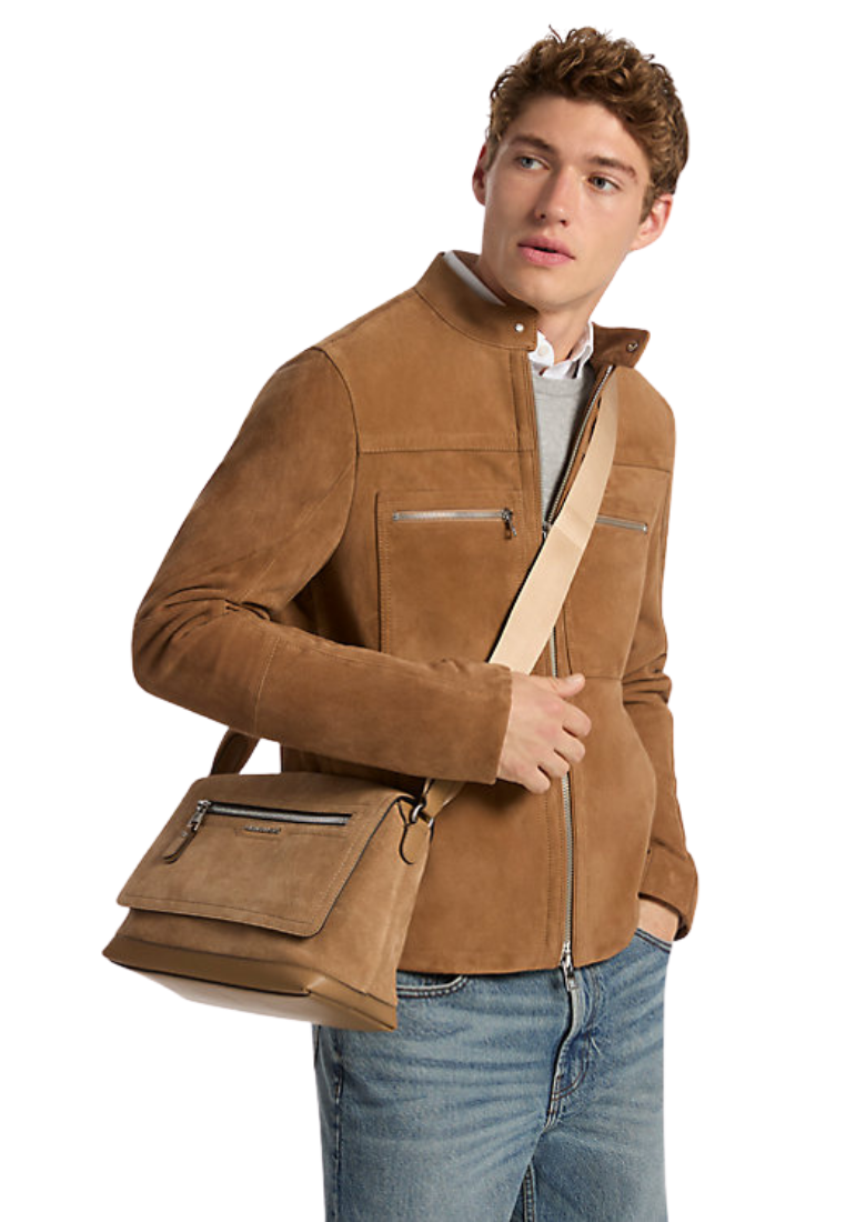 ( PREORDER ) Michael Kors Hudson Small Suede Messenger bag In Husk 33F5GHDM0S