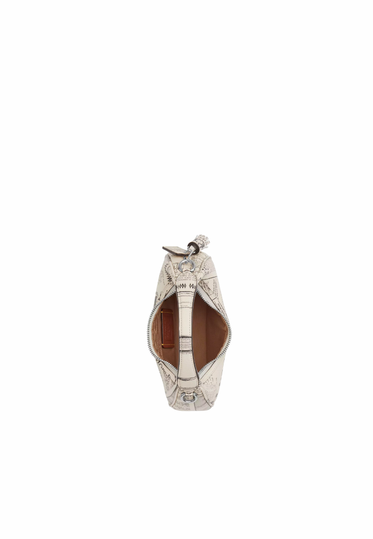 ( PREORDER ) Coach Carmen Mini With Newspaper Print Crossbody Bag In Silver Chalk Multi CDB86