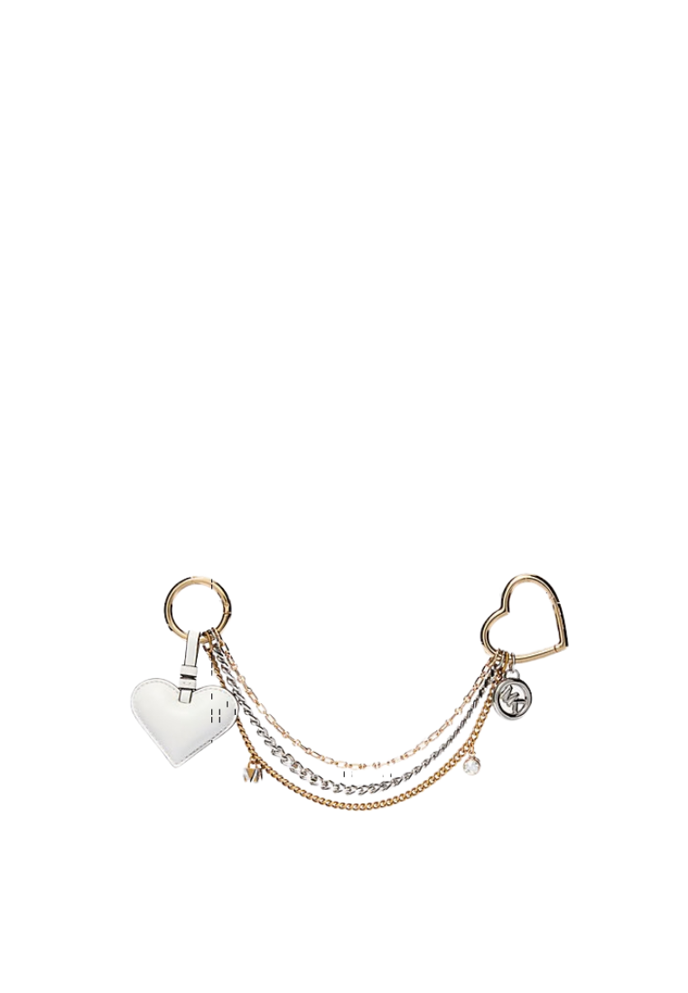 ( PREORDER ) Michael Kors Heart Chain Bag Charm In Optic White 32F5GF4K4U