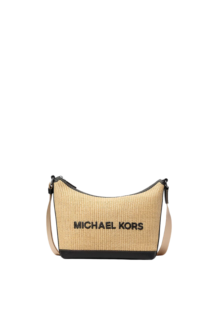 ( PREORDER ) Michael Kors Cooper Medium Crocheted Crescent Crossbody Bag In Natural 37S6LCON6U