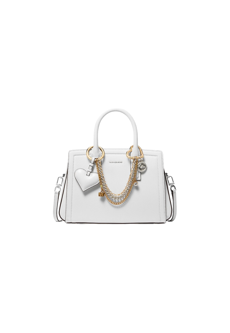 ( PREORDER ) Michael Kors Heart Chain Bag Charm In Optic White 32F5GF4K4U