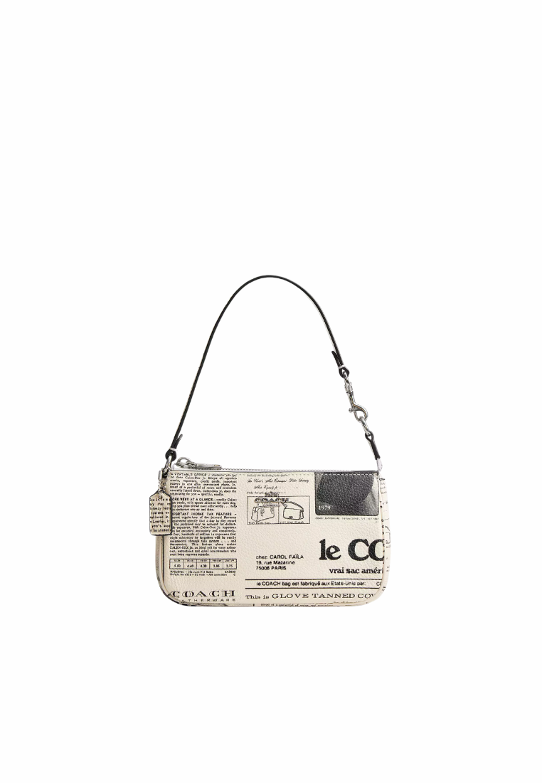 ( PREORDER ) Coach Nolita 19 With Newspaper Print Shoulder Bag In Silver Chalk Multi CDC27