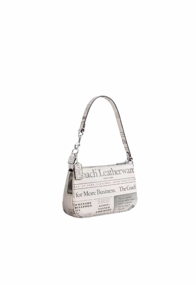 ( PREORDER ) Coach Nolita 19 With Newspaper Print Shoulder Bag In Silver Chalk Multi CDC27