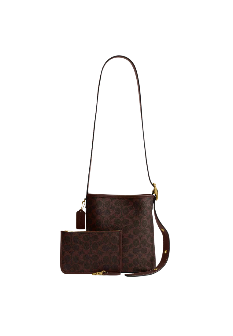 ( PREORDER ) Coach Bleecker 21 In Signature Canvas Bucket Bag In Brass CCX06