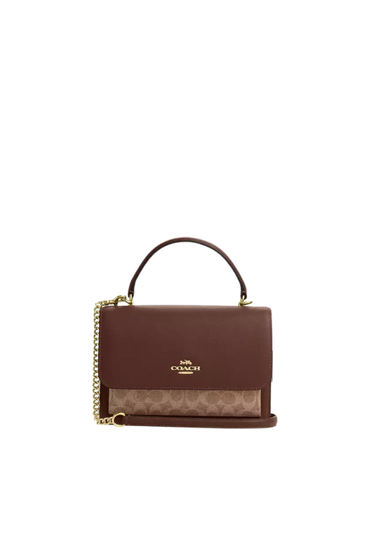 ( PREORDER ) Coach Klare Top Handle Handbag In Gold Tan Brown CY687