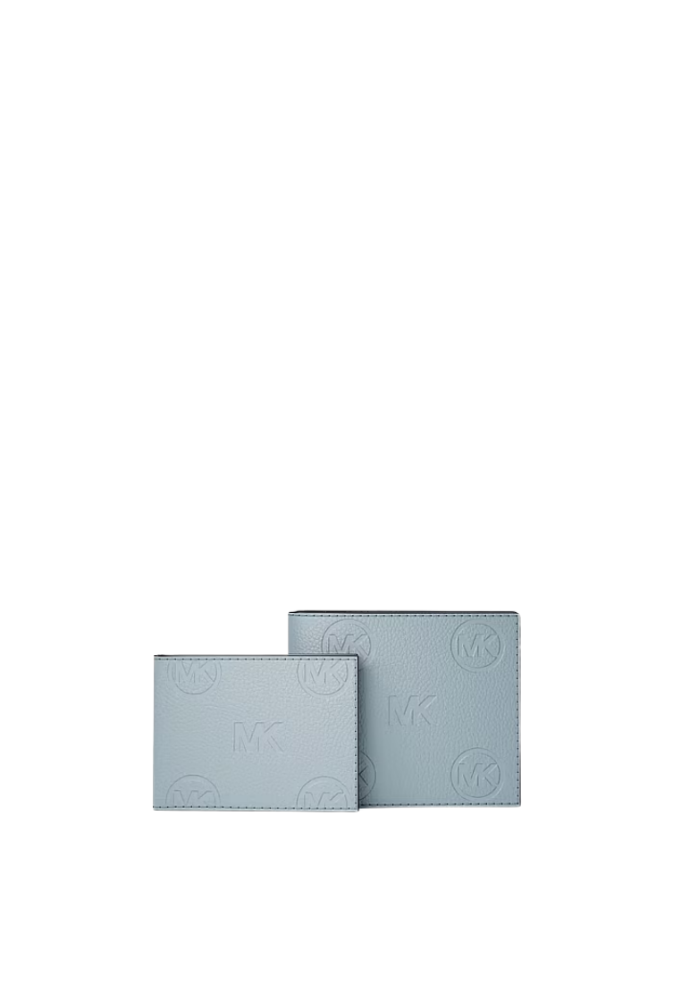 ( PREORDER ) Michael Kors Cooper Logo Debossed With Passcase Billfold Wallet In Pale Ocean 36S6LCOF2V