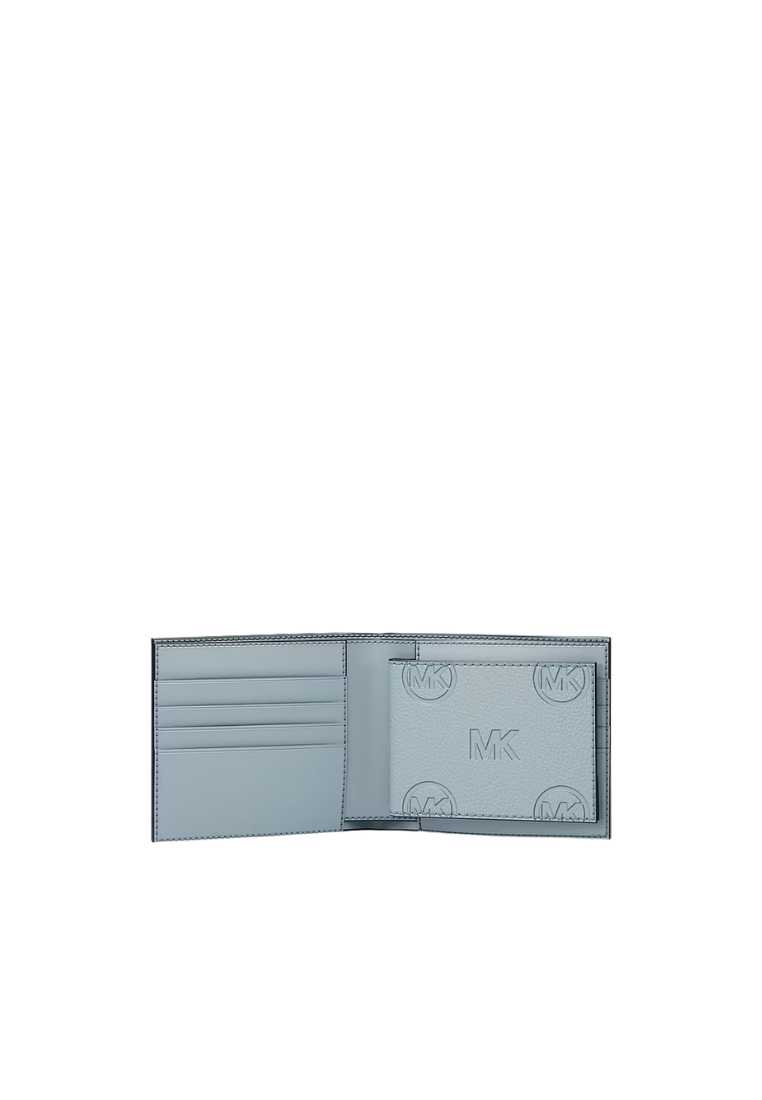 ( PREORDER ) Michael Kors Cooper Logo Debossed With Passcase Billfold Wallet In Pale Ocean 36S6LCOF2V