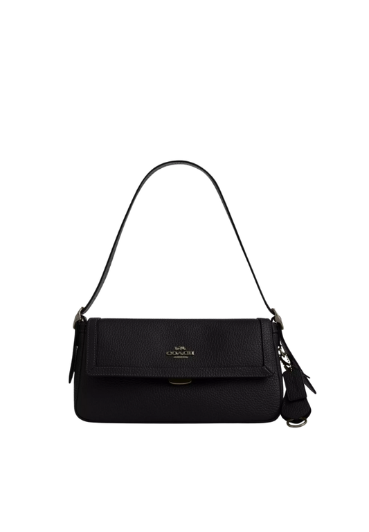 ( PREORDER ) Coach Etta Small Flap Shoulder Bag In Gunmetal Black CCV64