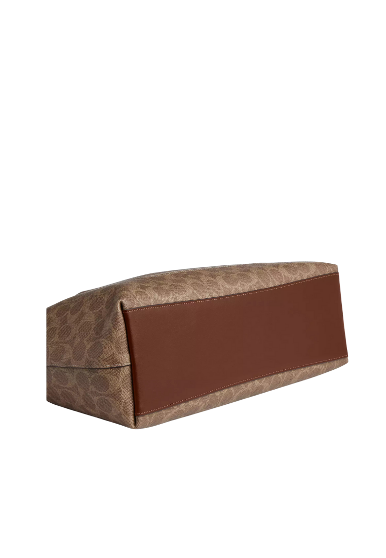 ( PREORDER ) Coach Station In Signature Canvas Tote Bag In Gold Tan Brown CCD69