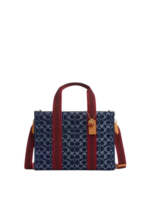 ( PREORDER ) Coach Smith Tote Bag In Denim Gold Natural CY698